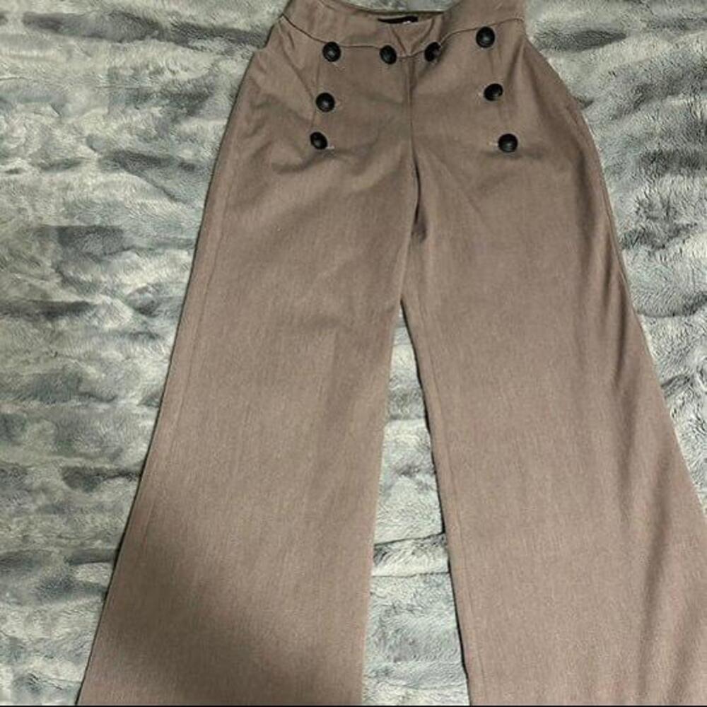 Express High-Waisted Wide Leg Sailor Pants - Taupe, Size 0R